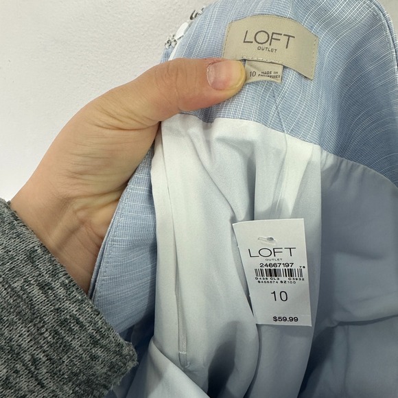 Ann Taylor LOFT Bow Pencil Skirt Womens 10 Blue Office Preppy Coquette NWT - Picture 5 of 7